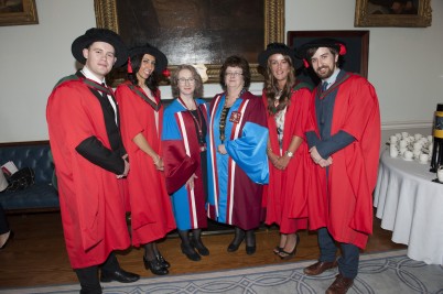 Pictured (l-r) are the PhD graduates of the HRB Diagnostics and Therapeutics for Human Disease programme who are Cai Lloyd Griffith, Annichiara Mitrugno, Prof Niamh Moran, Head of the RCSI School of Postgraduate Studies, Professor Hannah McGee, Dean of the Faculty of Medicine and Health Sciences, RCSI, Linda Williams and James Reynolds.