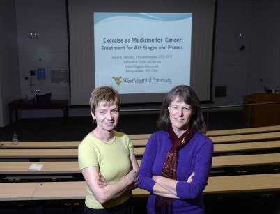 Pictured (l-r) is Prof Marie Guidon, Head of the School of Physiotherapy, RCSI and Professor Anne Swisher, Educator in Residence and Fulbright Scholar at the RCSI School of Physiotherapy for a three month period. On Thursday 15th October, Anne delivered a lecture, entitled “Exercise as Medicine for Cancer”, to students and staff at Beaumont Hospital. The lecture discussed how exercise is an important aspect of cancer care, from prevention through long-term survival.  It reviewed the state of the evidence on how exercise and physical activity interact in all phases of cancer care, as well as provided suggestions for helping patients adopt physically active lifestyles.