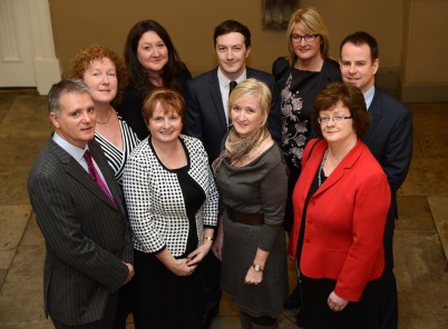 This week RCSI and the HSE launched the country’s first Post Graduate Certificate in Nursing/Midwifery specially aimed at newly qualified nurses and midwives. Pictured (l-r) is  Dr. Michael Shannon, Director of Nursing & Midwifery, HSE; Mary Wynne, Area Director, HSE; Aveline Casey, President of the Irish Associate Directors of Nursing & Midwifery (IADNM);  Prof.Hannah McGee, Dean of the Faculty of Medicine and Health Sciences, RCSI, back row left, Prof.Zena Moore, Head of School of Nursing & Midwifery, RCSI; Chanel Watson, Programme Director & Lecturer, School of Nursing; James Hayes, School of Nursing; Ina Crowley, Associate Directors of Nursing (ADON), HSE; and Tom O'Connor, Senior Lecturer School of Nursing, RCSI.