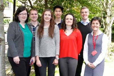  Pictured (l-r) is Dr Sarah O'Neill, RCSI Research Summer School Director; IRSS students Ruadhán O'Laoi (Medicine), Nessa Quinn (Pharmacy), Michael Yu (Medicine), Aoife Bourke (Medicine), Dr Liam Burke, IRSS Programme Manager; and Dr Helena Kelly, IRSS Host Principal Investigator and Project Lead.  