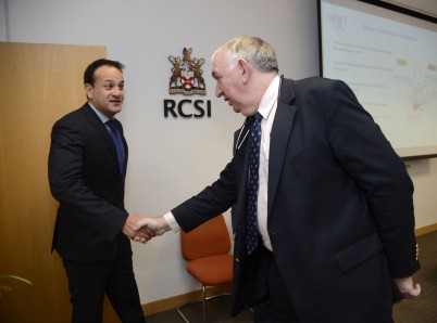 Pictured is Minister for Health, Mr. Leo Varadkar TD, as he is welcomed to the RCSI Education and Research Centre, Beaumont Hospital by Professor Gerry McElvaney, Professor of Medicine, RCSI, Respiratory Consultant, Beaumont Hospital and Chairman of the Alpha One Foundation. The Minister visited the Alpha One Foundation on Monday 8th December to learn about Alpha-1, a genetic condition that causes lung and liver disease.