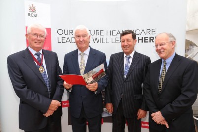 Pictured (l-r) at the Laying of the Foundation Stone of the RCSI New Academic and Education Building is Professor Patrick Broe, RCSI President; Professor Tom Gorey, RCSI Council Member; Professor John Hyland, RCSI Council Member; and Professor Arthur Tanner, RCSI Council Member.