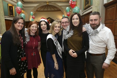 Pictured are volunteers at the annual senior citizens Christmas lunch (l-r) Sarah Moore, Aisling McLoone, Cara McVeigh (Conference & Events), Elysha Brennan (RCSI Medical student and current Rose of Tralee), Frank Donegan (Head Porter), Maria Kelly (REACH programme) and John O’Brien (Anatomy). The event, a tradition spanning more than 25 years, was held on Tuesday 1st December at the College