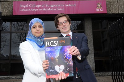 Pictured (l-r) outside RCSI is Ramia Jameel, Vice Director of the RCSI SMJ and Eoin Kelleher, Director of the RCSI SMJ. The SMJ (Student Medical Journal) will be launched tonight (20th March) in the Albert Theatre, RCSI. 