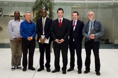 Pictured (l-r) at a Public Health Seminar entitled ‘Dealing with the Malaria Scourge: the Anglo Gold Ashanti experience’ held at RCSI is Mr Everd Maniple Bikaitwoha (RCSI Ph.D. student), Professor Ruairí Brugha (Head of the Division of Population Health Sciences); Mr. Sylvester Segbaya (the guest speaker); Professor Samuel Mc Conkey (Head of the Department of International & Tropical Medicine); Professor Paul Gallagher (Head of the School of Pharmacy) & Professor Ronán Conroy (Department of Epidemiology &Public Health Medicine). The seminar was delivered by Mr. Segbaya on 20th August 2014