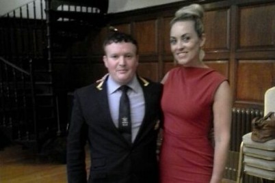 Pictured (l-r) at the Beautiful After Breast Cancer meeting in the College Hall, RCSI is RCSI Porter Philip Redmond and RTE presenter, Kathryn Thomas 