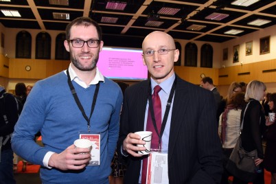 Pictured (l-r) at the recent 2nd Annual SPHeRE Conference is Mr Conor Keegan (HRB PhD Student, RCSI) and Dr Frank Doyle (Dept of Psychology, RCSI). The conference was held at RCSI on the 29th February. 