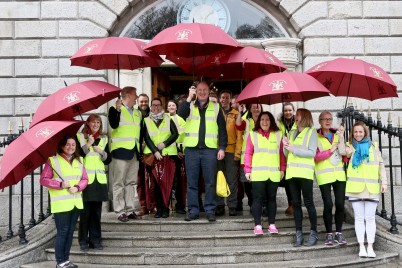 Pictured are the staff of RCSI who braved the rain and took on the ’lunchtime mile’ around St Stephen’s Green. This was part of the new staff wellbeing programme, RCSI Inspire that aims to promote the benefits of health and wellbeing to staff of the organisation. Find out more at http://bit.ly/RCSInspire