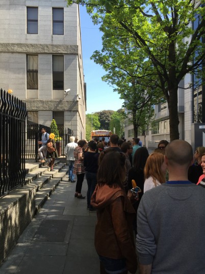 Pictured are RCSI staff queueing almost the length of York Street for an ice-cream. On Friday 13th May, the RCSI Sports and Social Club organised discounted ice-cream for all staff in our St Stephen’s Green, Sandyford, Connolly and Beaumont campuses. 