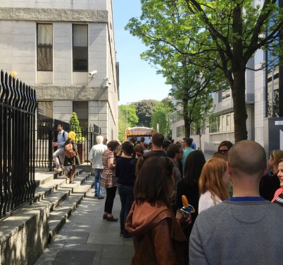 Pictured are RCSI staff queueing almost the length of York Street for an ice-cream. On Friday 13th May, the RCSI Sports and Social Club organised discounted ice-cream for all staff in our St Stephen’s Green, Sandyford, Connolly and Beaumont campuses