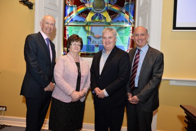 Pictured (l-r) is Professor Cathal Kelly, CEO/Registrar, RCSI; Professor Hannah McGee, Dean of the Faculty of Medicine & Health Sciences, RCSI; Dr PJ Devereaux, Director of the Division of Cardiology, McMaster University; and Professor Raymond Stallings, Director of Research, RCSI. On Friday 20th May, Dr Devereaux gave a guest talk at RCSI on the topic of ‘Myocardial Injury after Noncardiac Surgery and Historical Perspective on whether Important Diagnoses can be Overlooked’ in the Albert Theatre in 123 St Stephen’s Green