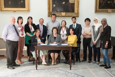 Pictured at the signing of RCSI’s Green Campus agreement is (seated l-r): Niamh Ní Cholmain (Biodiversity Facilitator, Dublin City Council), Prof Hannah McGee (Dean of the Faculty of Medicine & Health Sciences, RCSI), Deirdre O'Carroll (Green Campus Manager, An Taisce) and (standing l-r) Prof Brendan Kavanagh, Emese Balogh‎, Liz McNicholl‎, Bryan Sheils, Eric Clarke, Dr Kate Kelly, Ahmed Zainy, Jin Ji Lim, Leena Waqar Ahmad and Israa Alzarmah. On 22nd June, RCSI signed a partnership agreement which will enhance environmental sustainability at the College, with the aim of achieving Green Campus accreditation from Ireland's oldest environmental organisations, An Taisce. The Green Campus Programme encourages a partnership approach to environmental education, management and action in third level institutions and rewards long-term commitment to continuous improvement from the campus community.