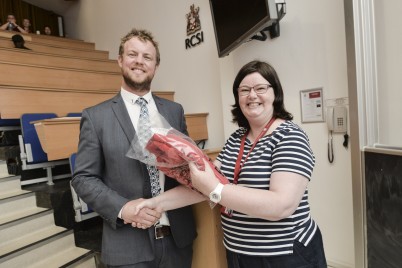 Pictured at the wrap-up event of the 2016 Research Summer School, held at the College on Friday 29th July (l-r) is Dr Andrew Cameron (Anatomy) and Dr Sarah O’Neill (MCT and Director of RCSI’s Research Summer School). 