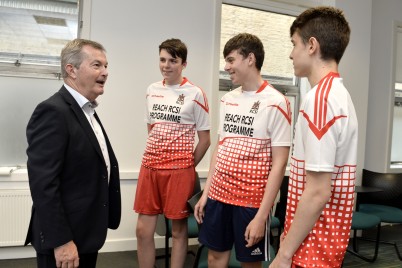 Dr Alan Byrne, FAI Medical Director  (and RCSI Alumnus) pictured with players from the Aungier Celtic FC Under 17 Team who participated in the REACH RCSI Young Men's Health Programme. The month-long programmer included  an informative workshop on health & fitness related issues followed by professional fitness instruction and coaching.  Speakers also included Performance Nutritionist Nora Ní Fhlannagáin, Sports Psychologist Richard Shanahan (Inspire Sport Performance) and Dr Helen French, RCSI School of Physiotherapy. The programme is organized by REACH RCSI Programme manager Maria Kelly with fitness training and testing conducted by Noel Colfer, REACH RCSI Project Worker.  