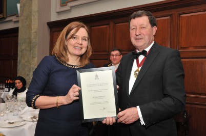 Pictured (l-r) is Dara Meldrum, School of Physiotherapy, and Prof John Hyland, President of RCSI. Prof Hyland presented Dara with a 2016 President's Teaching Award at the annual November Conferring Dinner, held in the College on Monday 14th November. The other award recipient on the night was Sam Maher from the School of Pharmacy 