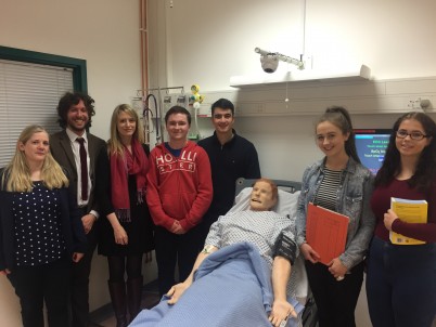 Pictured is Cian O’Leary (School of Pharmacy), Claire Condron (Surgery) and Michelle Flood (School of Pharmacy) with second year MPharm students at the clinical simulation training session launched in the Musculoskeletal Health module, as part of the Integrated Masters of Pharmacy programme