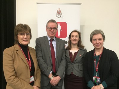 Pictured are the speakers at the RCSI MyHealth lecture, held in the College on 30th November, (l-r) is Professor Anne Hickey (Psychology), Prof David Williams (Geriatric Medicine), Helena O’Donnell (Advocacy spokesperson for the Irish Heart Foundation) and Professor Frances Horgan (School of Physiotherapy). The title of the talks was “Living with Stroke – Advancing Patient Care in Ireland” and more than 200 members of the public were in attendance