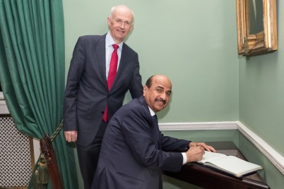 Pictured (l-r) is Professor Cathal Kelly, CEO/Registrar, RCSI with H.E. Dr Saeed Mohammed Al Shamsi, UAE Ambassador to Ireland, who is signing the guest book before a meeting and lunch, held at the College on 30th January. 