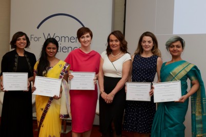 Pictured is Dr Annie Curtis (3rd from left) and the other four winners of the L'Oreal-UNESCO For Women In Science 2017 Fellowships. This award will support Annie’s research into the immune system and the workings of the human body clock. Dr Annie Curtis is a Research Lecturer and leads the Immuno-Clock Lab at RCSI in the Department of Molecular and Cellular Therapeutics (MCT) 