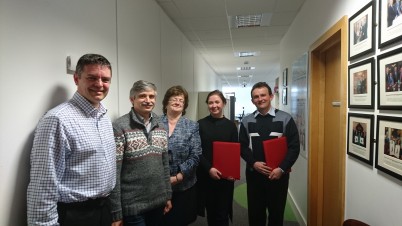 Pictured (l-r) are Prof. Marc Devocelle (RCSI Erasmus Office), Prof. Konstantin Volcho (Novosibirsk Institute of Organic Chemistry), Prof. Hannah McGee (Dean of the Faculty of Medicine and Health Sciences, RCSI), Dr Ekaterina Semenova (Novosibirsk State University) and Dr Artem Rogachev (Novosibirsk Institute of Organic Chemistry). Ekaterina, Konstantin and Artem visited RCSI this week to foster research collaborations as part of an Inter-Institutional Agreement between RCSI and NSU under the Erasmus Programme. 