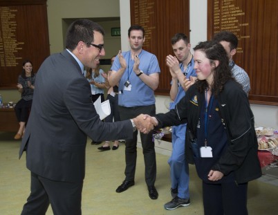 Pictured (l-r) is Dr Declan De Freitas, Consultant Nephrologist and Intern tutor RCSI/Beaumont Hospital as he presents Dr Siobhan Delaney with the Intern of the Year Award, sponsored by RCSI, at the presentation which took place in Beaumont Hospital, Dublin on 26th June.