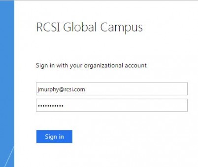 O365 Sign In Screen RCSI Global Campus