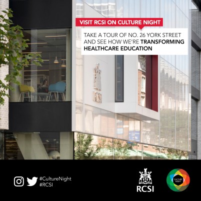 On Friday, 22 September, RCSI will open No. 26 York Street to the public for the first time for Culture Night 2017. Staff and students are welcome to invite family and friends to discover the latest state of the art addition to our campus. Visit http://www.rcsi.ie/culturenight 