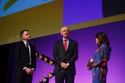 Prof Cathal Kelly, RCSI CEO, and Andrew Hetherington, Business to Arts, introduced Women on Walls at RCSI in conversation with Michelle Cullen at Accenture’s annual celebration of International Women’s Day in the Convention Centre Dublin on Tuesday, 6 March. The event saw a diverse line up of speakers from a range of industries discuss how to create a common ground to reach gender equality. 