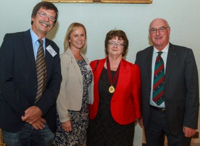 The RRSH International Meeting on Steroid Hormones today hosted a Festschrift to mark the retirement of Professor Brian Harvey as Head of the Department of Molecular Medicine and to honour his appointment as Emeritus Professor. L-R: Professor Martin Wehling (co-organiser), Ms Lorraine Nolan-Daly (Conference Manager), Professor Hannah McGee (RCSI Dean, Medicine and Health Sciences) and Professor Brian Harvey (Local Organiser & Speaker).