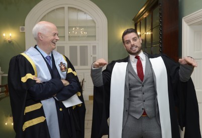 Pictured (l-r) is Prof Cathal Kelly, CEO/Registrar, RCSI and Keith Duffy. Keith was awarded an Honorary Fellowship from the RCSI Faculty of Nursing and Midwifery, in recognition of his work as a campaigner for children with autism. The honour was conferred at a special event to mark the 40th Anniversary of the RCSI Faculty of Nursing and Midwifery on the 29th October 2014