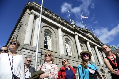 A group of RCSI Alumni take in a tour of the College and a walking tour of Dublin on 28th August as part of the 2015 Alumni Gathering celebrations which saw graduates of the Classes of 1955, 1960, 1965, 1970, 1975, 1980, 1990, 1995, 2000 and 2005  come back to RCSI to celebrate their lifelong connection with the College 