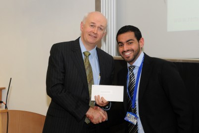 Pictured (l-r) are Professor Cathal Kelly, CEO, RCSI and Hisham Makki, Undergraduate Poster Prize winner. 