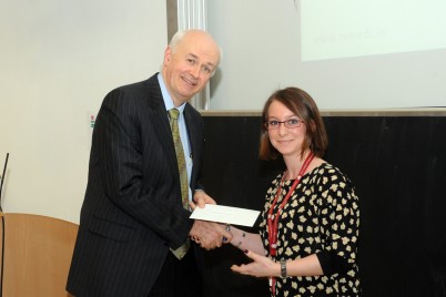 Pictured (l-r) are Professor Cathal Kelly, CEO, RCSI and Irene Mencia Castano, Post-graduate Poster Prize winner. 