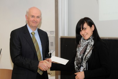 Pictured (l-r) are Professor Cathal Kelly, CEO, RCSI and Bojana Mirkovic, Early Career Investigators Poster award. 