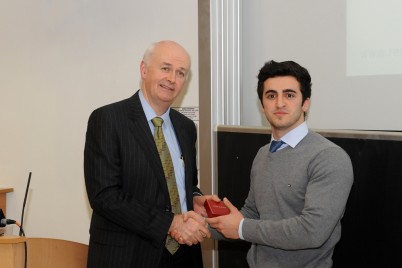 Pictured (l-r) is Professor Cathal Kelly, CEO, RCSI and Ayman Saeed, winner of the Dr. Harry O'Flanagan Prize for Excellence in Undergraduate Research.