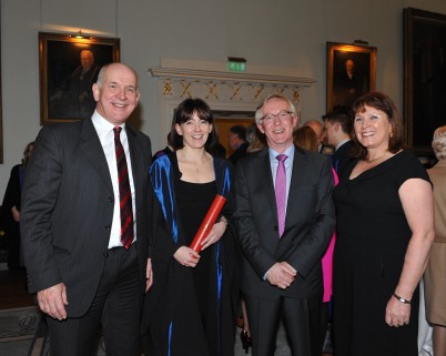 Pictured (l-r) at the December Postgraduate Conferring Ceremony held at the College on 8th December is Mr. Peter Ryan, Ms. Elizabeth Ryan, Mr. Declan Magee, RCSI President and Ms. Siobhan Horgan Ryan.