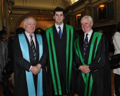 Pictured (l-r) at the December Postgraduate Conferring Ceremony held at the College on 8th December is Mr. H.Y Browne, Mr Conor Bowe, FFD. OSOM and Mr. David Ryan.