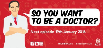 Join Prof Arnold Hill, Head of the RCSI School of Medicine, for the third and final episode of 'So You Want To Be A Doctor?', the live-streamed RCSI broadcast series for young people in transition year, fifth and sixth year, aims to support any students who may like to consider a career in medicine. Tune in from 6pm by clicking this link www.bit.ly/BeADoc. Be sure to spread the word to any students who may be interested 