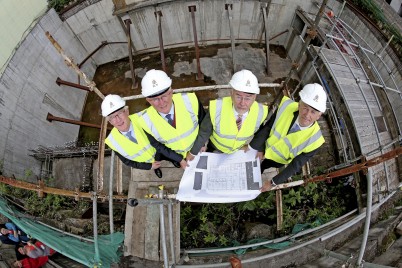 Pictured (l-r) is RCSI Vice-President, Mr Declan Magee; Prof Patrick Broe, President of RCSI; Mr Ruairi Quinn, Minister for Education; and Prof Cathal Kelly, CEO/Registrar, RCSI;. The foundation stone of the New RCSI Academic and Education Building was laid this morning by the Minister for Education. The 120,000 sq ft building will comprise a state of the art surgical and clinical training suite containing a flexible wet lab, mock operating theatre, clinical training wards, standardised patients rooms and task training rooms. It will also include a 540 seat auditorium, a library spanning three floors with 500 study spaces, a sports hall and fitness suite.