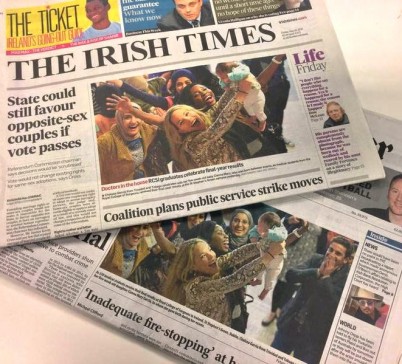 Photos of RCSI students celebrating their final year results, including Chelsea Garcia and her 5 week old daughter, Cianna Mary, made the front pages of today's Irish Times and Irish Examiner! 282 medical students from the Class of 2015 received their results at the College yesterday