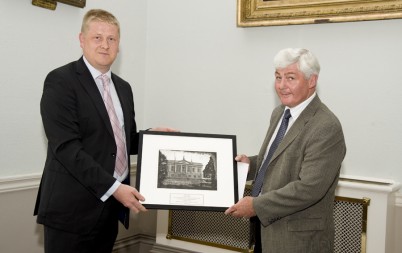 Pictured (l-r) is Barry Holmes (Director of HR) presenting Colin Stewart with a print of the College. On Friday 20th June a reception was held in the Boardroom of RCSI for Colin who retires from his role as Associate Director, Head of Estate & Support Services after nine years of service to RCSI. We wish Colin all the best in retirement