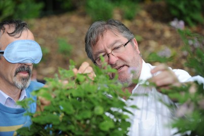 Pictured (l-r) in St Stephen's Green at the Sense & Environment challenge is Peter McCabe, St. Columbanus National School, Loughlinstown, and Dr Kenny Winser, Physiology & Medical Physics, RCSI