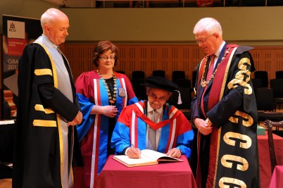 Pictured at the RCSI June Conferring Ceremony in the National Concert Hall (l-r) are Prof Cathal Kelly, CEO/Registrar, RCSI; Prof Hannah McGee, Dean of the Faculty of Medicine and Health Sciences, RCSI; Rt Hon Professor the Lord Darzi of Denham KBE, and Prof Paddy Broe, President of RCSI. 