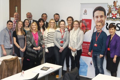 Pictured are the seven students who commenced their studies as the first ever class of the MSc in Physician Associate Studies at RCSI. Also pictured are Prof David Kuhns, Prof Arnold Hill, Prof Clive Lee,  Dr Pauline Joyce and the qualified Physician Associates, who are part of the pilot project, based at Beaumont Hospital.