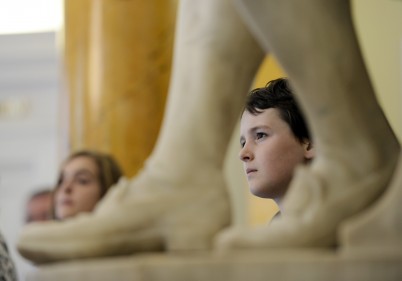 Pictured is Henry Donnelly (11) from County Wicklow, at the statue of William Dease in the Front Hall of the College during a tour of RCSI as part of National Heritage Week 2015. Over 400 members of the public visited the College over the three days between 24-26 August where a total of nine tours were laid on. 