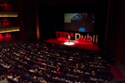 Pictured is Prof Kevin McGuigan (Physiology and Medical Physics) on stage addressing an audience of 2,000 in the Bord Gais Energy Theatre on Saturday 13th September. The talk was part of a sold-out TEDx seminar, where Kevin spoke of the Solar Water Disinfection project (SODIS)