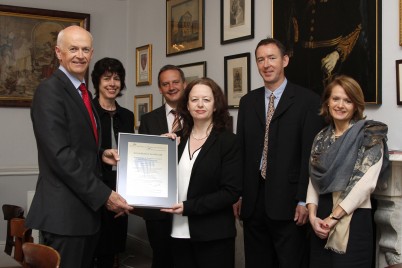 Pictured (l-r) at the presentation of an INAB (Irish National Accreditation Board) accreditation certificate to the RCSI Department of Pathology is Professor Cathal Kelly, CEO/Registrar, RCSI; Professor Elaine Kay, RCSI Department of Pathology; Barry McGowan, Department of Finance, RCSI; Adrienne Duff, Manager of INAB (Irish National Accreditation Board); Tony O’Grady, RCSI Department of Histology; and Jennifer Cullinane, Director of Finance, RCSI.