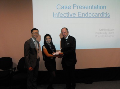 Pictured (l-r) is Dr Tommy Kyaw-Tun, Consultant Endocrinologist and Senior Lecturer at RCSI Academic Centre at Connolly Hospital, Blanchardstown; Dr Kathryn Kuan (winner of the Inaugural Keeling Intern Award); and Mr Parnell Keeling, RCSI Council Member. Mr Keeling and Dr Kyaw-Tun were presenting Dr Kuan with the Inaugural Parnell Keeling Intern Award (for Connolly Hospital Blanchardstown) for her case report and literature review on ‘Complications of Endocarditis’. This award is named after Mr Parnell Keeling member of the RCSI Council. The Keeling Intern Award encourages and promotes excellence and enthusiasm in academic writing for publication amongst interns at Connolly Hospital.