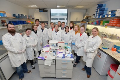 Pictured is the group of transition year student from schools all around Dublin who are taking part in the TY MiniScience programme as well as Dr Ian Miller (Post-Doctoral Researcher), Dr Helena Bonner (Co-ordinator of the TY Programme) and Ina Woods (Lab Manager). The course is being run by the RCSI Department of Physiology and Medical Physics and the Centre for Systems Medicine at RCSI. 