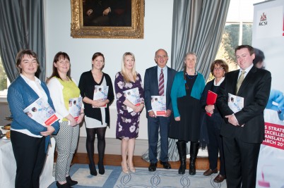 Pictured at the launch of RCSI’s new research strategy ‘Improving Human Health – RCSI’s Strategy for Excellence in Translational Research 2014 – 2020′ is (l-r) Fiona Manning (Senior Research Officer), Clare Muckian (Research Officer), Cathy O'Byrne (Research Officer), Stephanie O’Connor (Research Officer), Professor Ray Stallings (Director of Research), Dr Niamh O’Dowd (Senior Research Officer), Paola Della Porta (Associate Director of Research), (All of Office of Research and Innovation)and Professor Fergal O’Brien (Anatomy & Deputy Director of Applied Research).